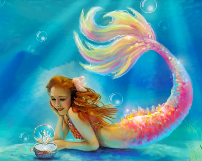 Pink Mermaid Underwater Paint By Numbers.png