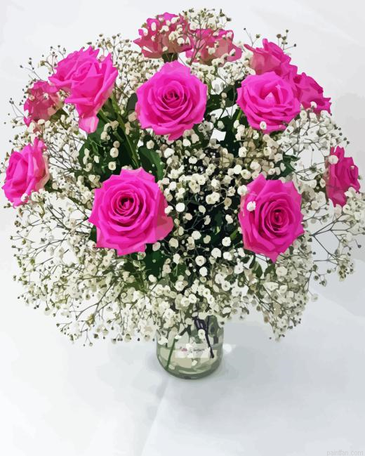 Pink Rose Flower Vase Paint By Numbers.png