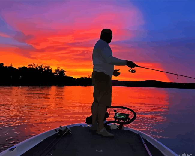 Pink Sunset And Fisherman Paint By Numbers.png