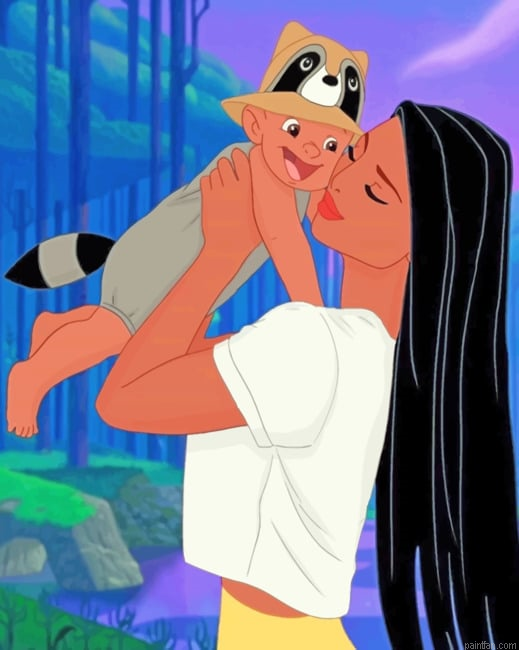 Pocahontas And Baby Paint By Number.png