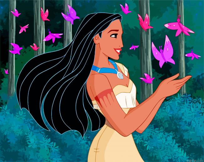 Pocahontas And Butterflies Paint By Number.png