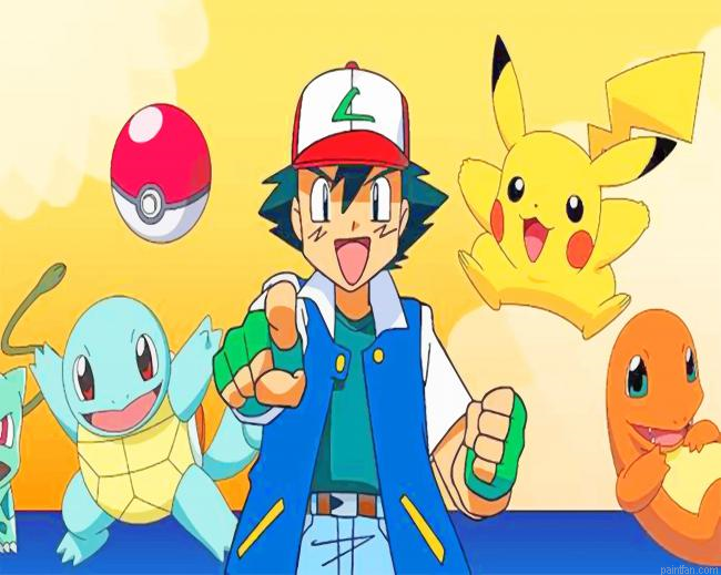 Pokemon Ash Ketchum And Pikachu New Paint By Numbers.png