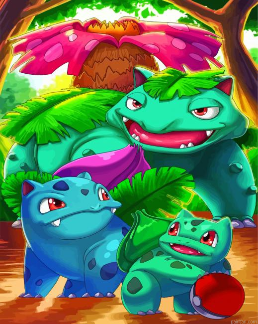 Pokemon Bulbasaur Evolution Paint By Number.png