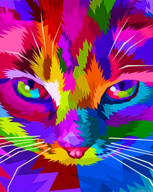 Pop Art Cat Colorful Paint By Numbers.png