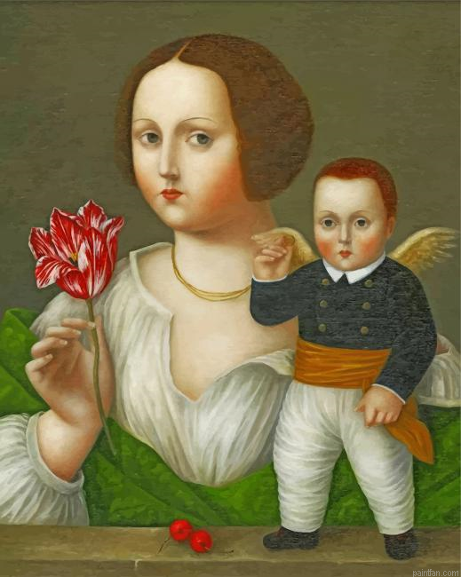 Primitive Lady And Cupid Paint By Number.png