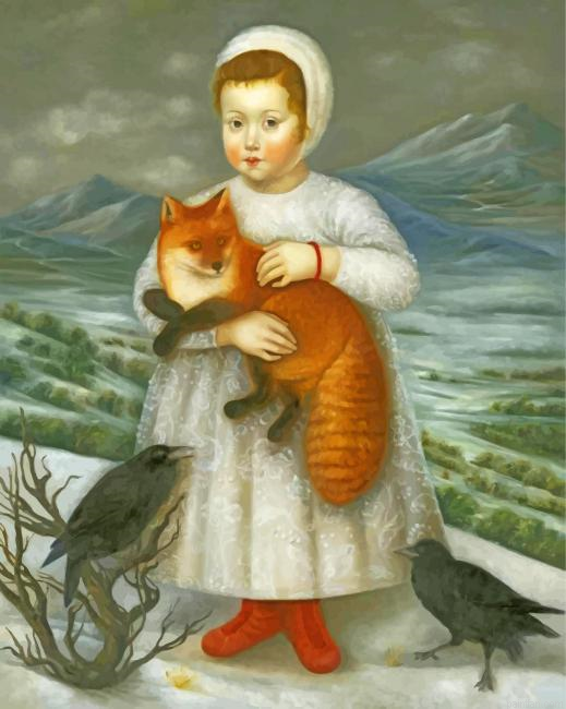 Primitive Woman And Fox Paint By Number.png
