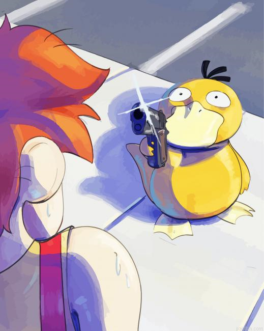 Psyduck Holding Gun Paint By Numbers.png