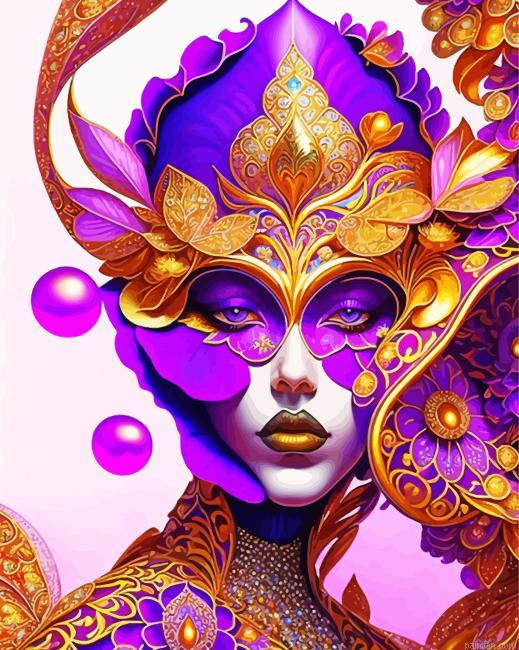 Purple And Golden Lady Paint By Numbers.png
