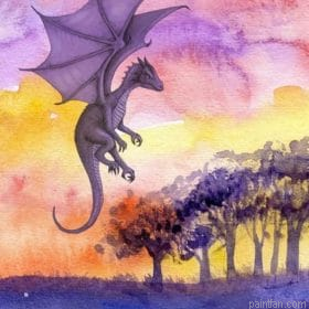 Purple Flying Dragon Paint By Numbers.png