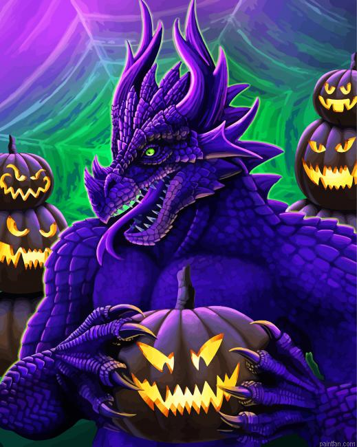 Purple Halloween Dragon Paint By Numbers.png