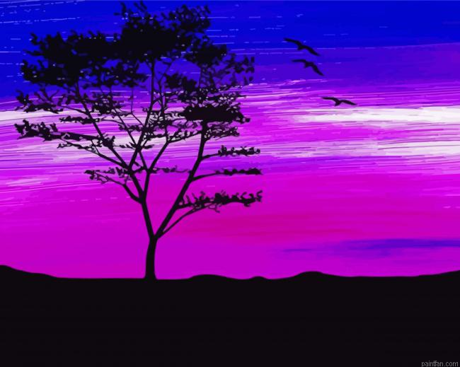 Purple Silhouette Tree Paint By Numbers.png