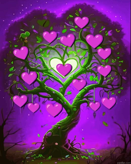 Purple Tree Hearts Paint By Numbers.png