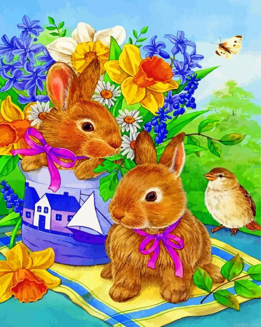 Rabbits And Bird Paint By Number.png