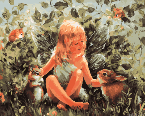 Rabbits And Girl Paint By Numbers.png