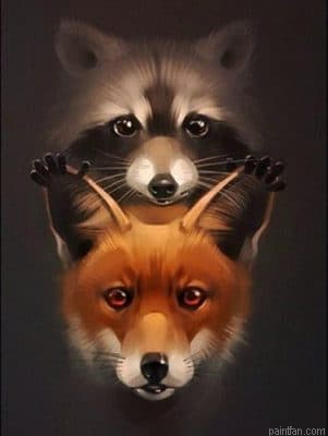 Raccoon And Fox Paint By Numbers.png
