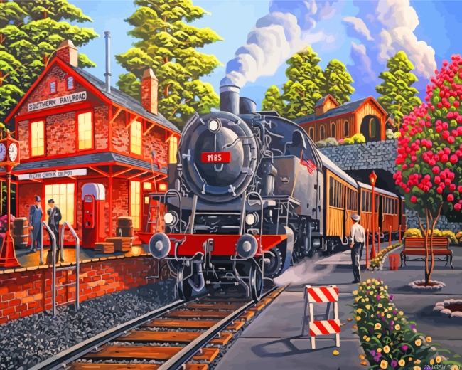 Railway Stream Train Paint By Number.png