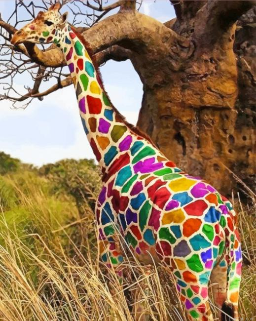 Rainbow Giraffe New Paint By Numbers.png