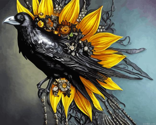 Raven Sunflower Paint By Numbers.png