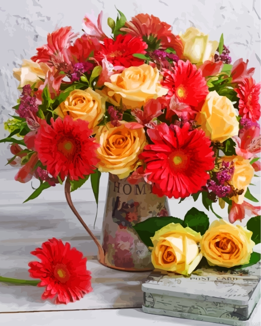 Red And Yellow Flowers Paint By Number.png