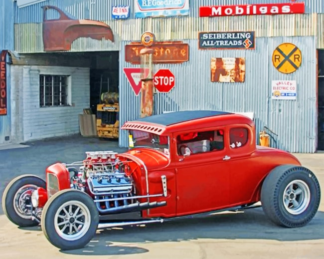 Red Car Vintage Paint By Number.png