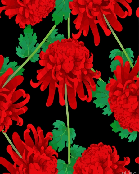 Red Chrysanthemum Illustration Paint By Numbers.png