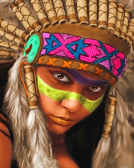 Red Indian Girl New Paint By Numbers.png