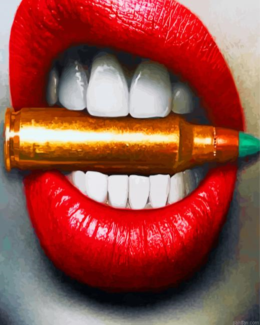 Red Lips Bite Bullet Paint By Number.png