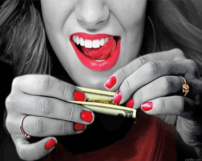Red Lips Smoking Money Paint By Number.png