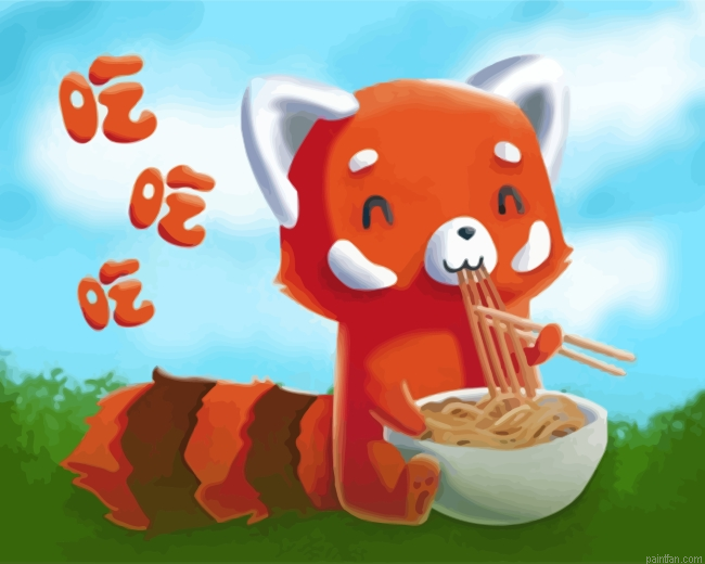 Red Panda Eating Ramen Paint By Number.png