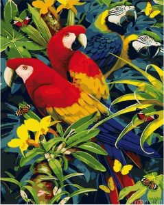 Red Parrots Paint By Numbers.png