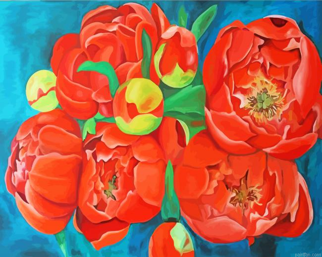 Red Peonies Flowers Paint By Numbers.png