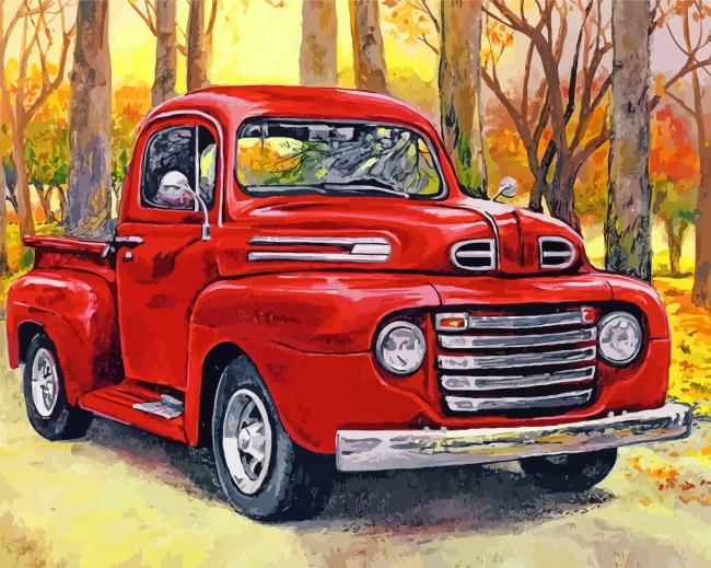 Red Pick Up Truck Paint By Number.png