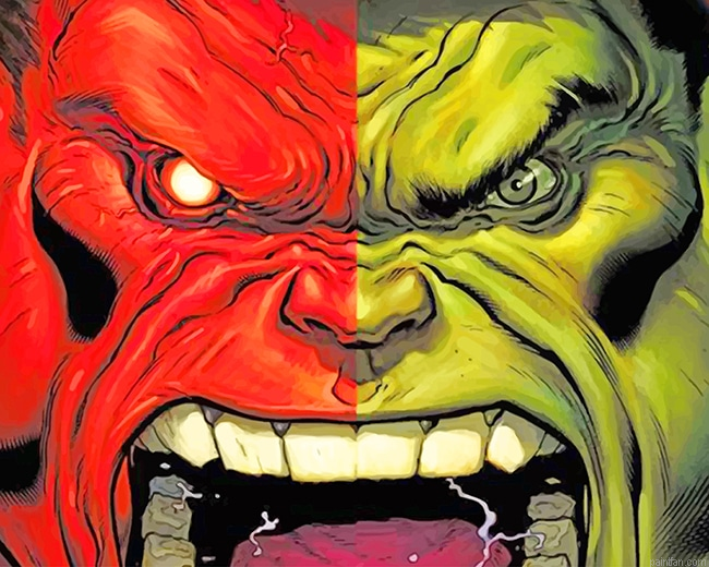 Red And Green Hulk Face New Paint By Numbers.png