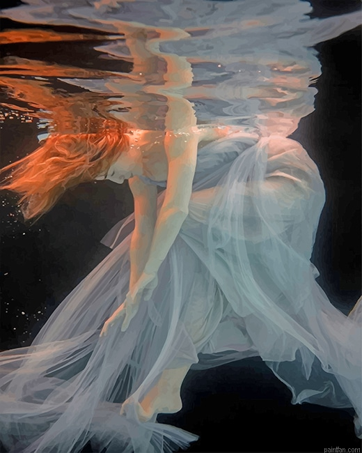 Redhead With A White Dress In The Water New Paint By Numbers.png