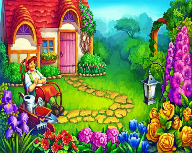 Relaxing In Garden Paint By Number.png