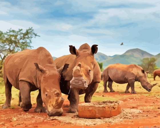 Rhinos Kruger Park Paint By Numbers.png