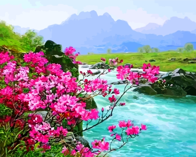 River And Flowers Paint By Number.png