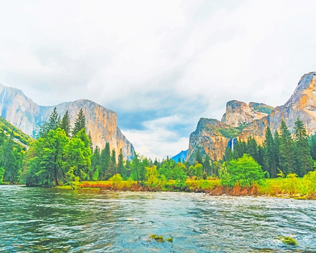 River Yosemite Valley California New Paint By Numbers.png