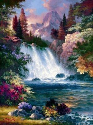 Riverfront Waterfall Paint By Numbers.png
