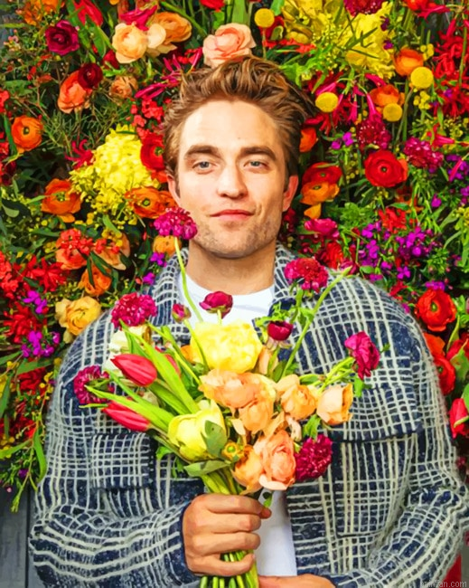 Robert Pattinson And Colorful Flowers New Paint By Numbers.png
