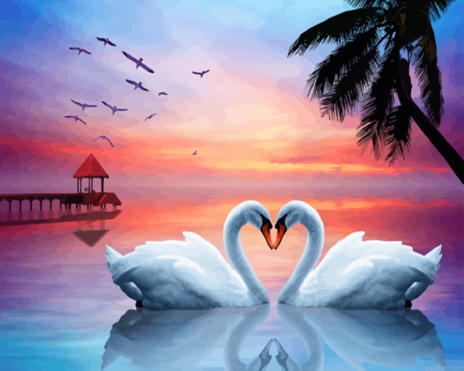 Romantic White Swans Paint By Number.png