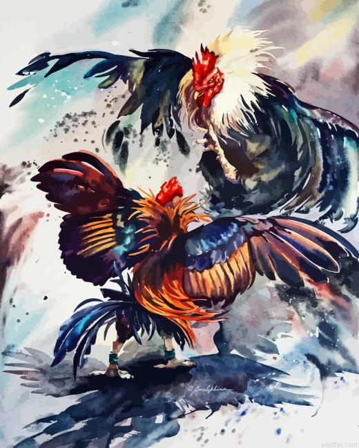 Rooster Fighting Paint By Numbers.png