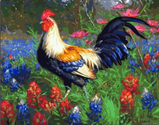 Rooster Flowers Paint By Numbers.png
