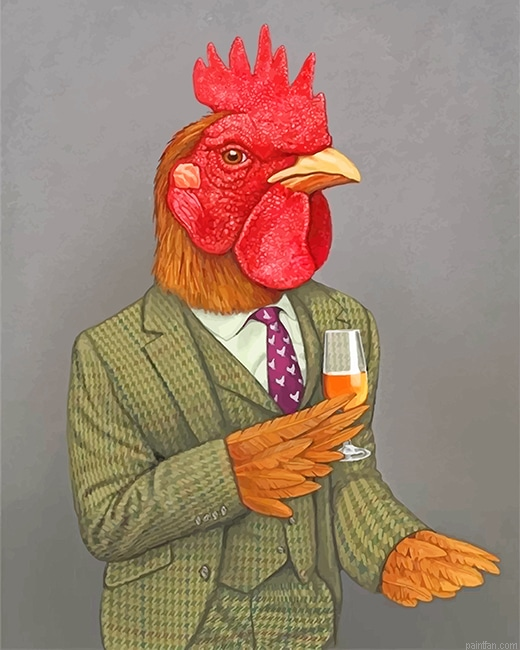 Rooster Wearing A Green Suit New Paint By Number.png