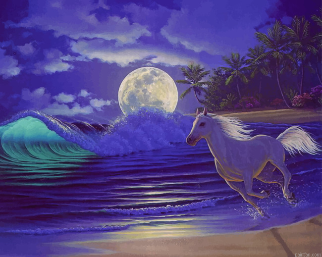Running Horse In Beach Paint By Numbers.png