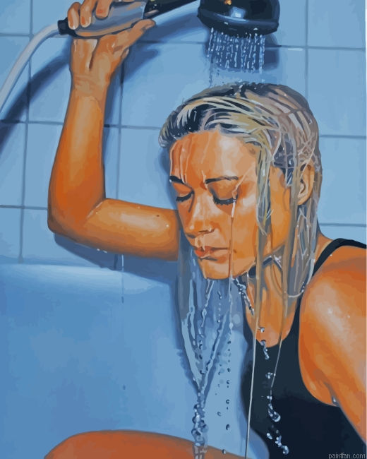 Sad Woman Showering Paint By Number.png