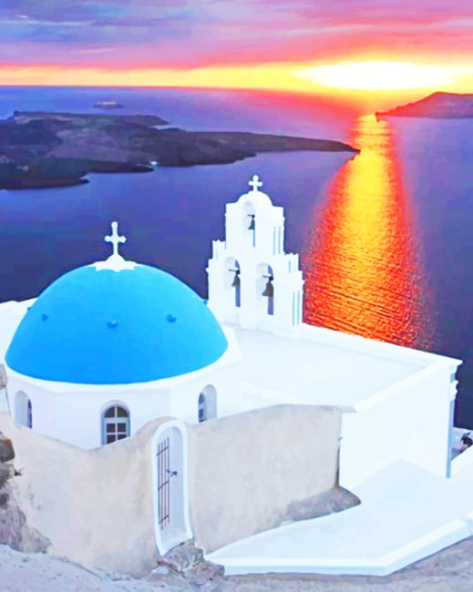 Santorini City Sunrise New Paint By Numbers.png