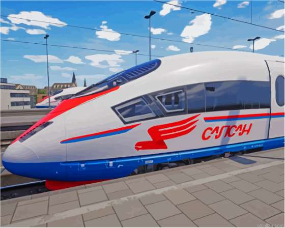 Sapsan Russian Train Paint By Numbers.png