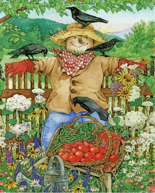 Scarecrow And Crows Paint By Number.png