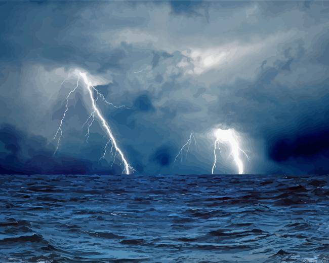 Sea Lightning Skyscape Paint By Numbers.png